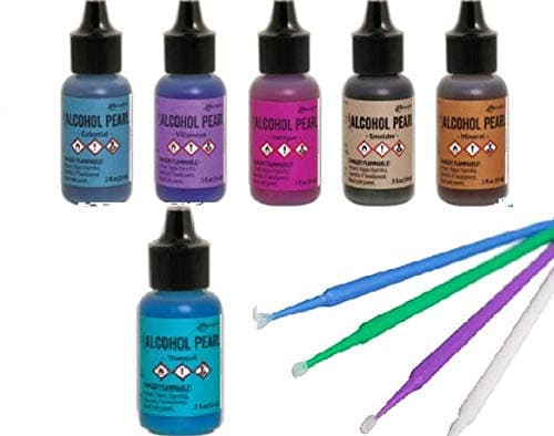 Tim Holtz Alcohol Pearls Bundle 11 Bottles Plus Blending Tools (Set 2-6 Colors)
