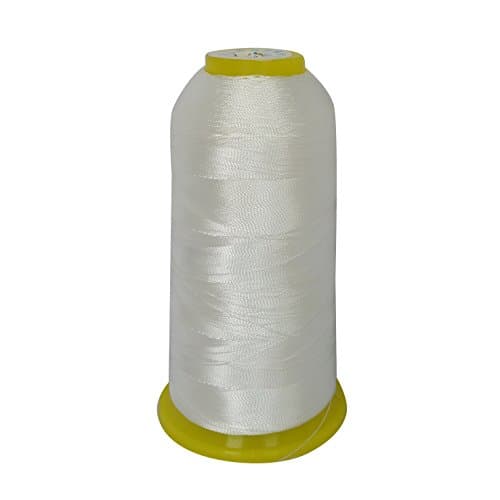 White Bonded Nylon Sewing Thread 1500 Yard Size 210d/3 for the Upholstery, Beading, Luggage,Coats, Shoes, Canvas etc. Extra Strong 1 white Spool. Works with All Embroidery Machines.