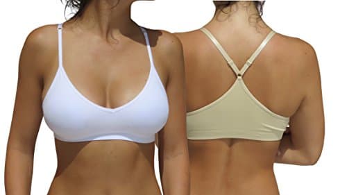 Blue 55 Women's Racerback Bralette Sexy Everyday Basic Deep V-Neck Wireless W/Removable Padding Bra