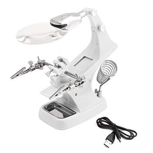 WOLOR Multi-functional Helping Hand Soldering Workbench with Magnifying Desk Lamp Alligator Clips Adjustable Knobe for Modeling and Repairing