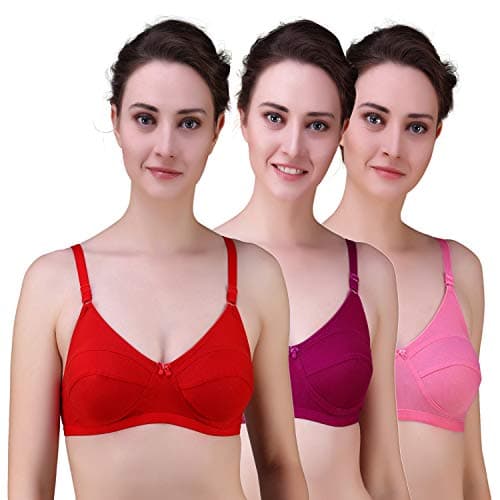 Alzy Full Coverage Non Padded Daily Use Bra Pack of 3_Assorted Color 04-P3
