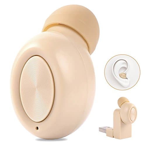 Cicostar Micro Earphones Invisible Mini Wireless Headset In-ear Bluetooth Headphones Noise Cancelling Earbuds Built-in Mic with Two Magnetic Charger - Khaki