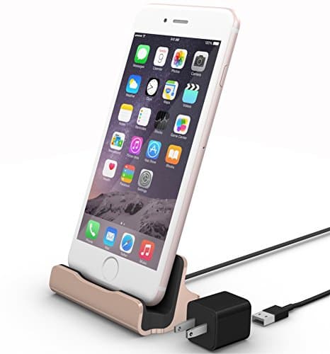iPhone Charging Dock Kit by La Zuzzi, (Rose Gold), Includes Adapter & Lightning Cable, Docking Station For iPhone 7/7 Plus, iPhone 6/6S/6 Plus, iPhone 5/5S, iPod Touch 5, Apple Accessories Collection!
