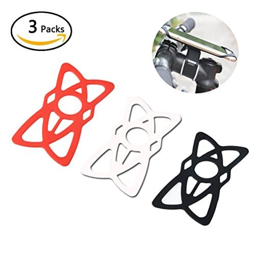 Security Rubber Bands Grips Replacement Rubber Silicone Straps for Universal Bike, Motorcycle Handlebar, Fits All iOS Android Smartphone GPS other Devices (Red & white & Black)