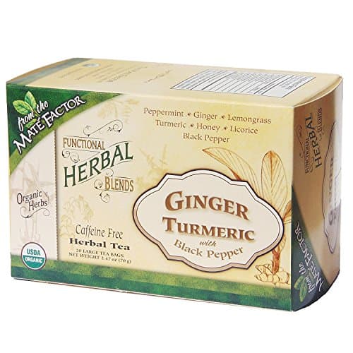 Functional Herbal Blends Ginger Turmeric with Black Pepper from the Mate Factor (20 Tea Bags)