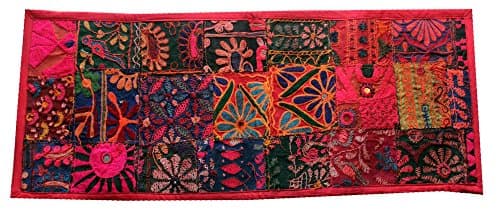 29" X 11" Indian Work Wall Mirror Work Hanging Handmade Tapestry Hand Banjara Work Embroidered Decoration Creative Art T22
