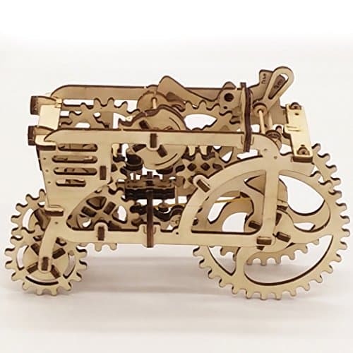 3D Wooden Puzzles Laser Engraving DIY Safe Assembly Constructor Kit Toy for Kids Teens and Adults (D2 Mechanical Tractor)