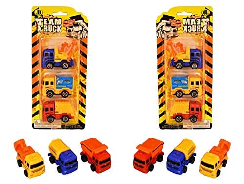 2 Pack Best Super Fun Sweet Novelty Plastic Friction Pull Dump Truck Toy Set Special Top Inexpensive Preschool Graduation Clearance Sale Under 10 Dollar for Little Young Boy Toddler Kid Children Child