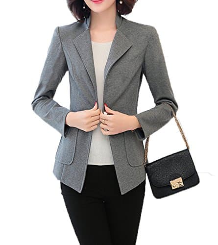 SiYuan Womens Casual Work Office One Button Front Blazer Jacket US12/Tag 5XL Gray 850