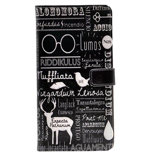 Galaxy J7 V Case,J7 Sky Pro Case,J7 Perx/J7 Prime/J7 Sky Pro/Galaxy Halo Case. Magic Spells Alohomora Riddikulus Leather Wallet Folio Flip Shell Cover with Card Slot for Samsung Galaxy J7 2017