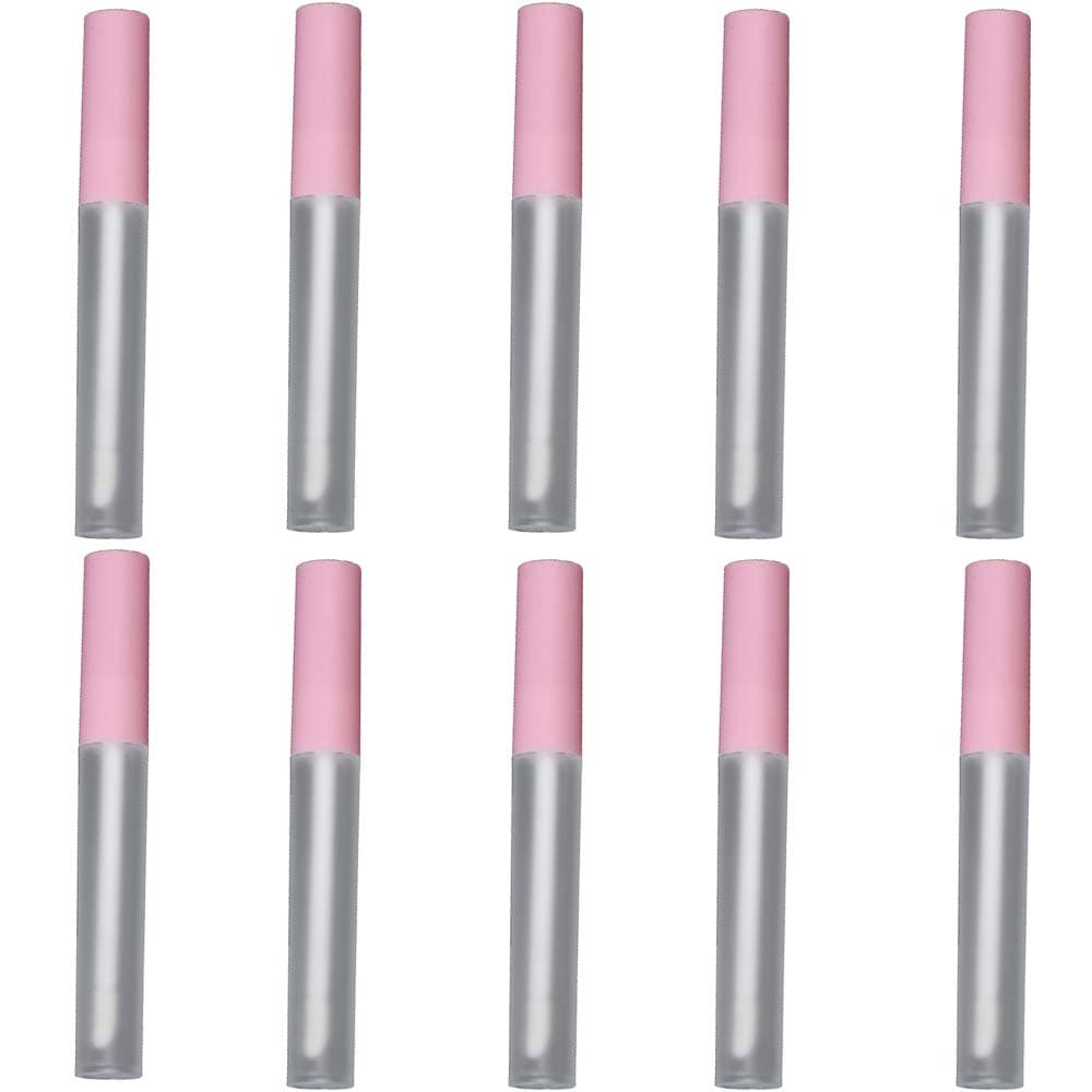 YASUOA 10 Pack 2.5ml Lip Gloss Tubes Containers,Refillable Lip Glaze Lip Balm Bottles with Rubber Inserts Lipstick Vials for Women Girls Lady Travel Makeup Cosmetics Samples Beauty(Frosted Pink)