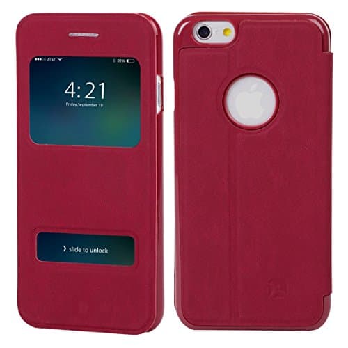 V-Flip Case for iPhone 6 4.7": Suede-Like Leatherette, Wine Red