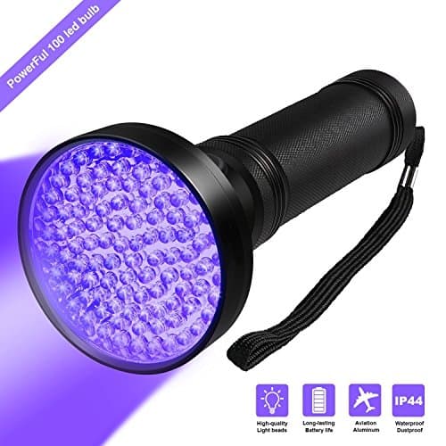 UV Flashlight Black light, HECOPRO Super Bright 100 LED Best Powerful Black Light Flashlight 395NM Ultraviolet Urine Detector Flashlight for Home & Hotel Inspection, Pet Urine & Stain Detection