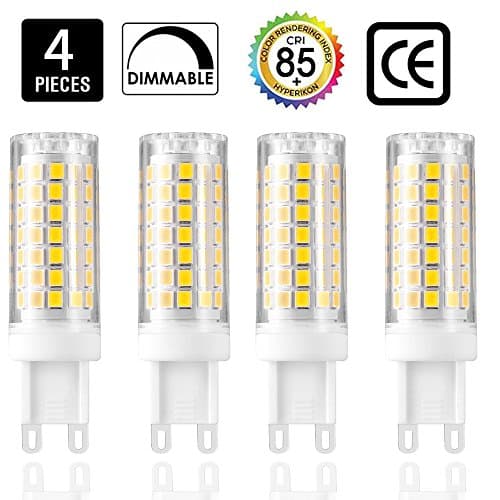 G9 led light bulbs 75W 100W replacement, halogen bulbs equivalent 850lm, Dimmable g9 led bulbs AC110V 120V 130 voltage Input, Daylight white 6000K ( pack of 4)
