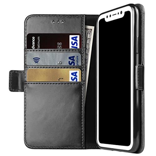 iPhone X Case, iPhone 10 Case, Hoofur Slim Fit Premium Leather iPhone X Wallet Case Card Slots Shockproof Folio Flip Protective Defender Shell for Apple iPhone X/10 (2017) (Black)
