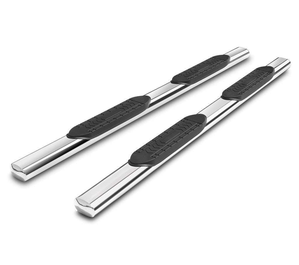SUPER DRIVE S0804 - Compatible 2002-2008 Dodge Ram 1500 Quad Cab 5" Straight Polished Stainless Steel Nerf Bars Side Steps Running Boards Side Bars with Non-Slip Black Pad