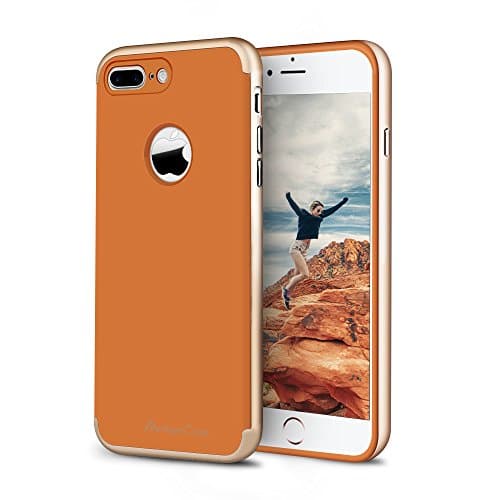 iPhone 7 Plus Case, Ambercase Drop Protection Slim Flexible TPU Case Cover with PC Bumper, Shock Absorption Anti-Slip/Scratch Grip Case for Apple iPhone 7 Plus (5.5 Inch)-Orange & Rose Gold