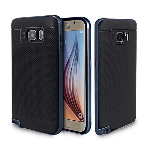 Galaxy Note 5 Case, Ambercase Drop Protection Slim Flexible TPU Case Cover with PC Bumper, Shock Absorption Anti-Slip/Scratch Grip Case for Samsung Galaxy Note 5-Black & Blue