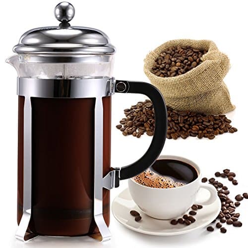 Coffee Tea Maker Coffess Press Pot 1000ml Use For Coffee, Milk, Tea, Fruit, Chocolate Stainless Steel And Frame, Glass Container, Heat-resisting Heavy-duty