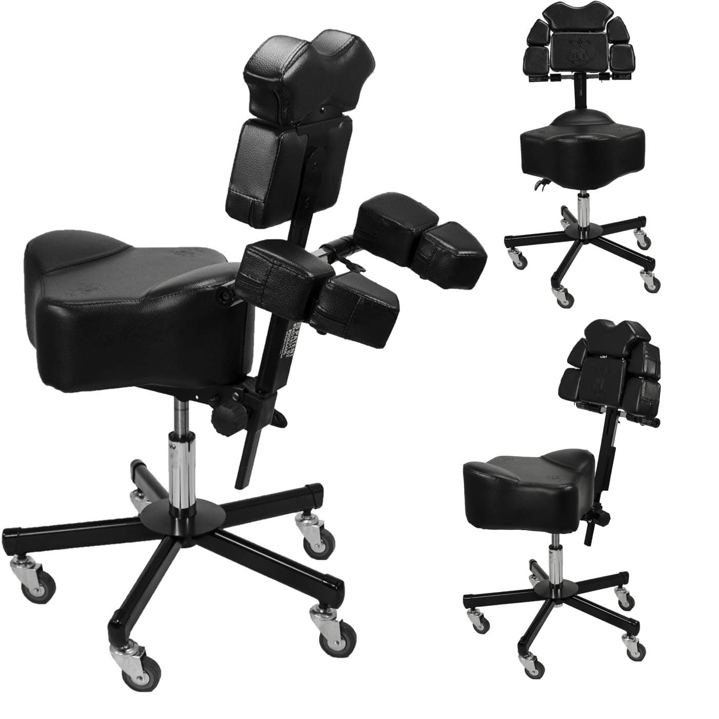 InkBed Patented Adjustable Ergonomic Chair Stool Chest Back Rest Support Tattoo Studio Equipment (Black)