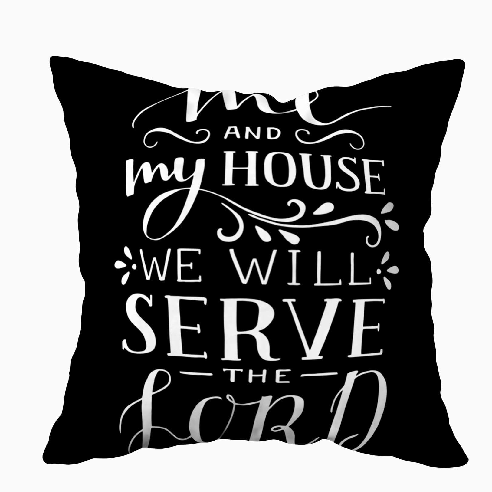 ROOLAYS Sofa Pillow Cases, Square Both Sides Throw Pillow Covers 16X16Inch Me My House We Will The Lord Biblical Background Christian Poster Scripture Modern Calligraphy Card Grapics