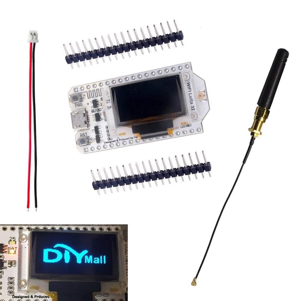 DIYmall 0.96 OLED Display ESP32 ESP-32S WiFi Bluetooth Lora Module Development Board Antenna Transceiver SX1276 915MHZ 868MHZ IOT for Arduino Smart Home