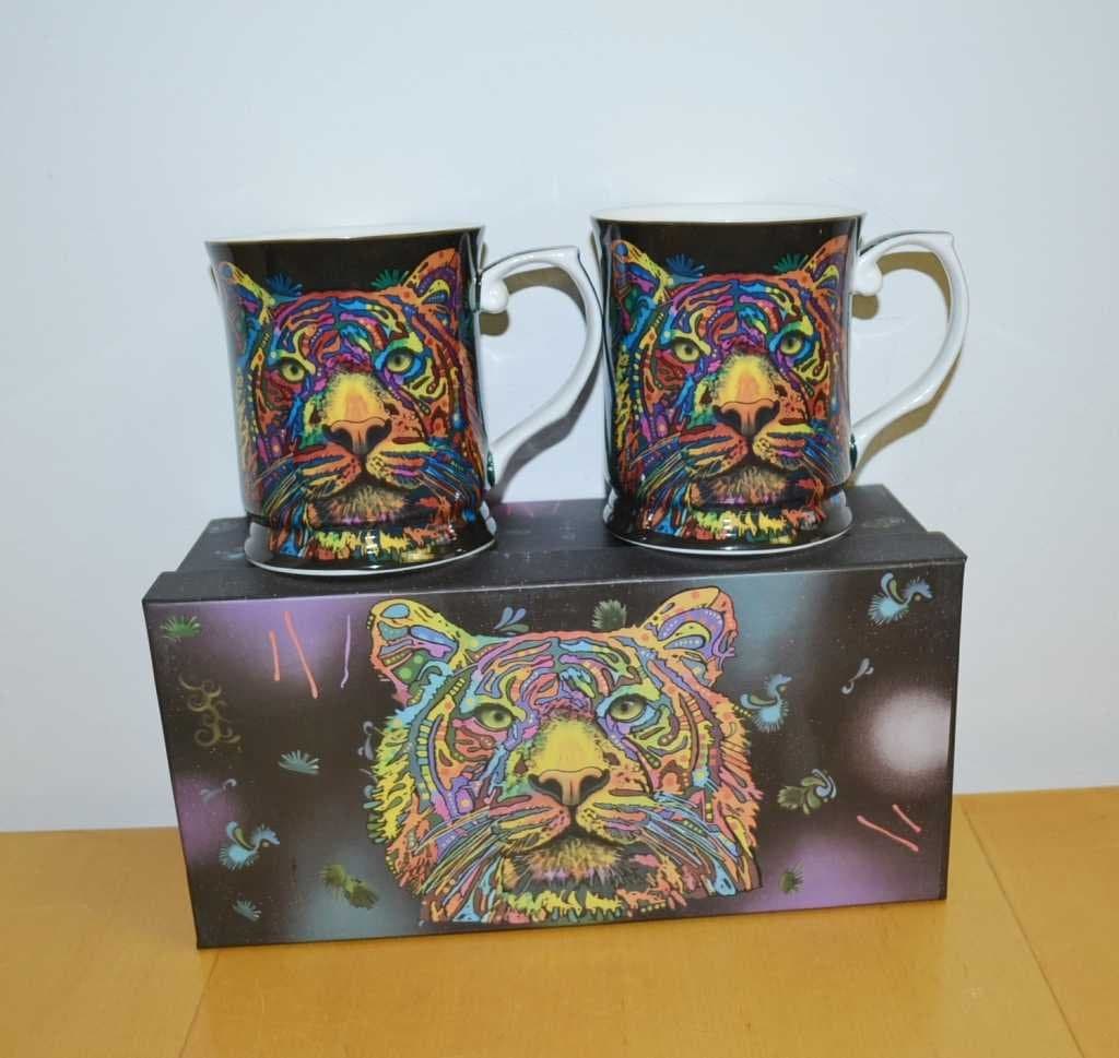 '"Magic” 2-piece tea cup set with tiger motif