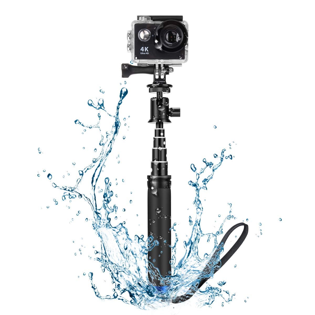 BlitzWolf Selfie Stick, 71cm Waterproof Handheld Monopod with Action Camera Adapter, Mini Extendable Aluminum Selfie Stick for Action Camera, 360 Video Action Cameras, DSLR Cameras