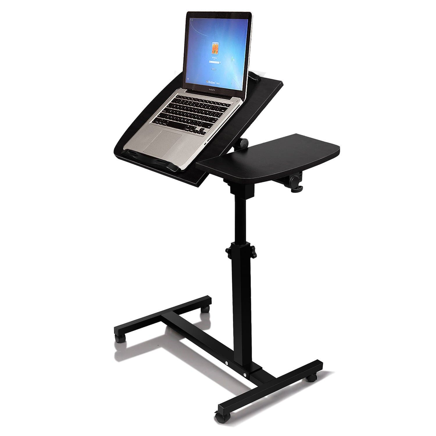 Adjustable Laptop Computer Desk,Portable Multipurpose Desk Cart with Side Table Perfect for Office & Home (Black)