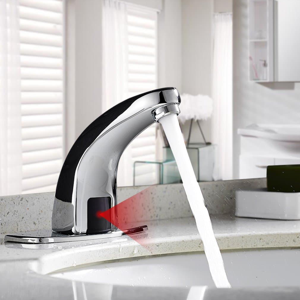 Auralum Copper Chrome Smart Automatic Sensor Taps Washroom Basin Mixer Faucet Bathroom Sink Polished Tap (Single cold water )Type D