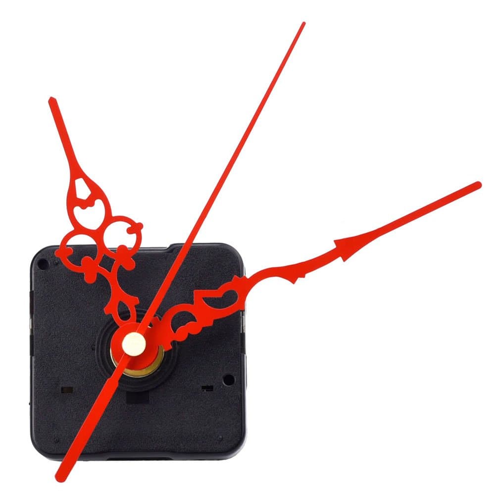 Mudder Red hands Silent Clock Quartz Movement, 3/ 25 Inch Maximum Dial Thickness, 1/ 2 Inch Total Shaft Length