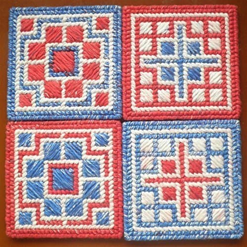 Needlepoint Beverage Coaster Set of Four