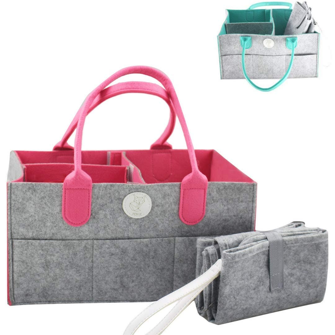 Diaper Caddy Organizer with Changing Pad (Pink)