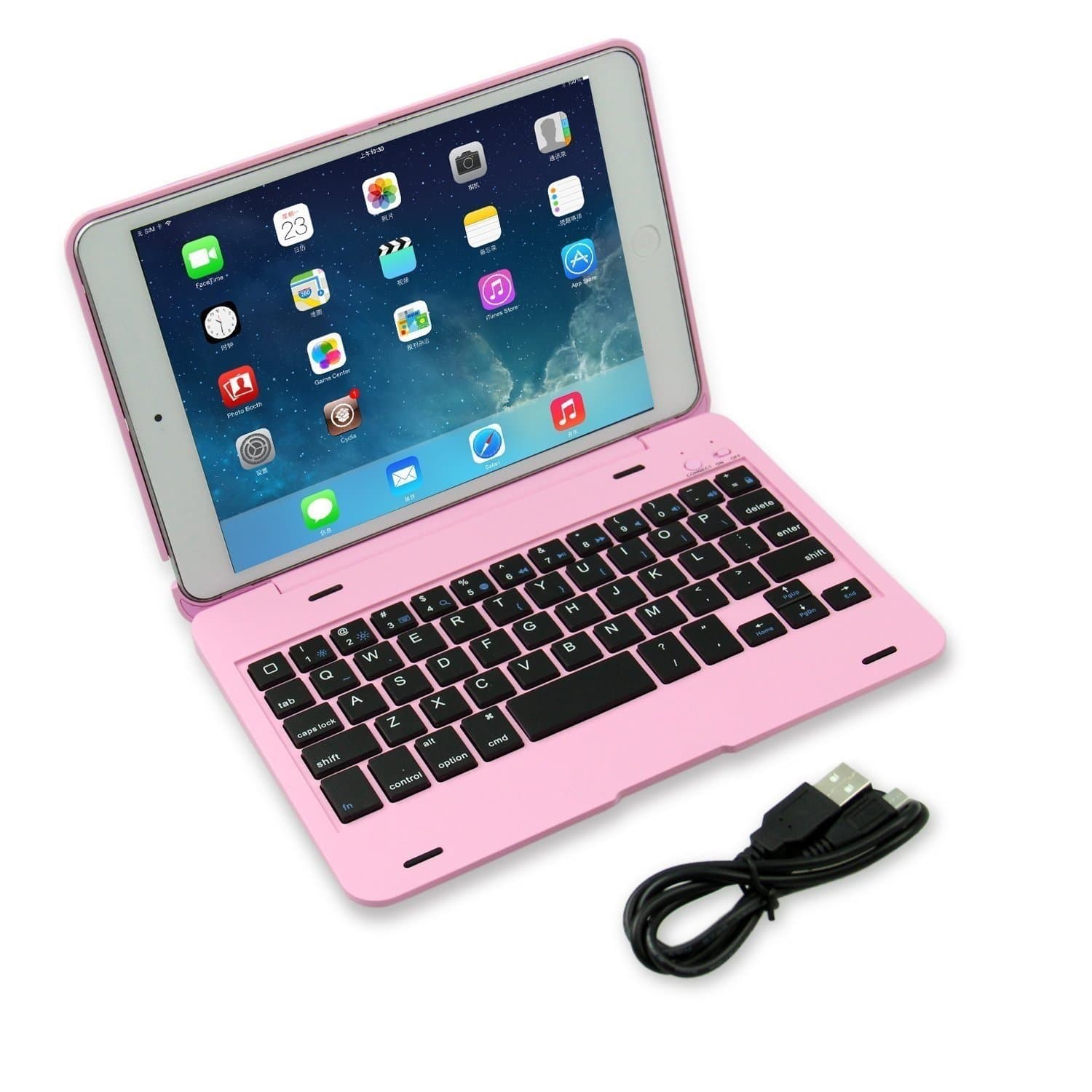 DAXXIS iPad Mini 4 Wireless Bluetooth Keyboard Case, Ultra-Slim Aluminum Folio Smart Clamshell Stand Case for Apple iPad Mini 4 (Pink)