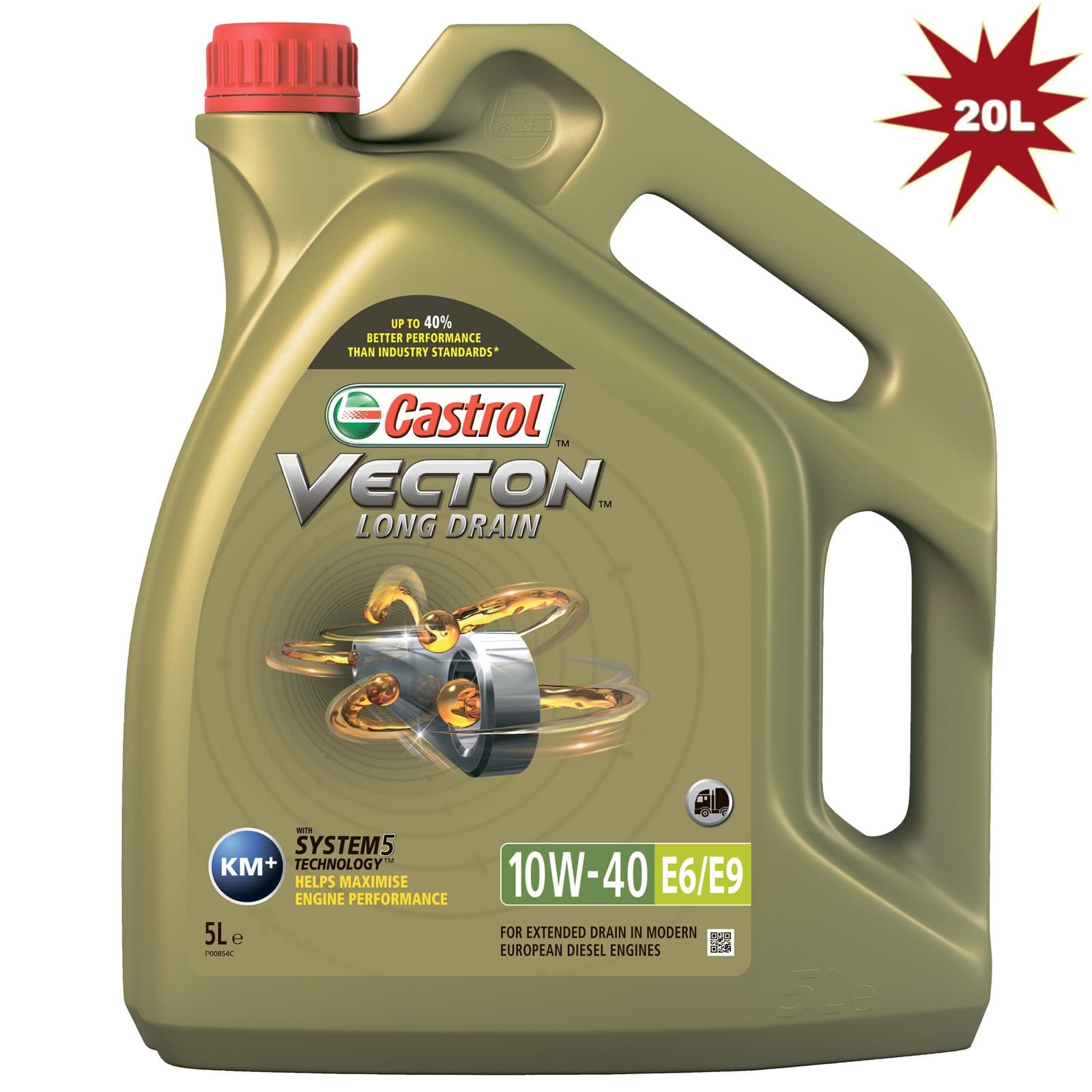 Castrol Vecton Long Drain 10W-40 E6/E9 Trucks and Buses Engine Oil - 20 Litre
