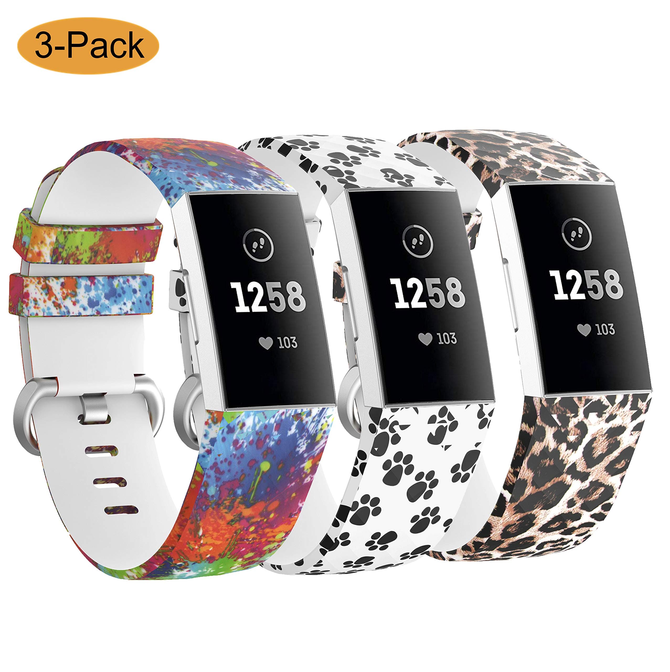 Yayuu Compatible for Fitbit Charge 3 Strap Band, Replacement Accessory Bracelet Silicone Sports Wristband for Fitbit Charge 3/Charge 3 SE Fitness Tracker Small Large