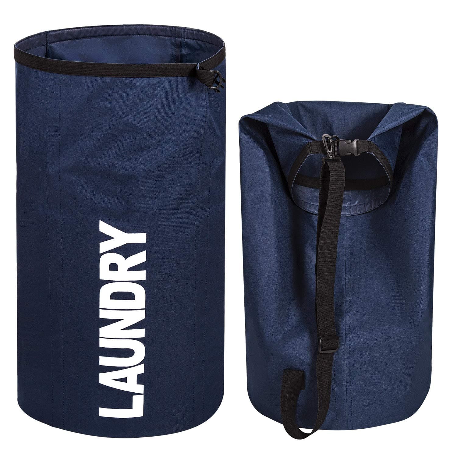 ZERO JET LAG Large Collapsible Laundry Hamper Tall Laundry Basket 6 Color 106L Round Dirty Clothes Hamper Foldable Waterproof Bag Standing Laundry Bin Heavy Duty Laundry Liners (Dark Blue)