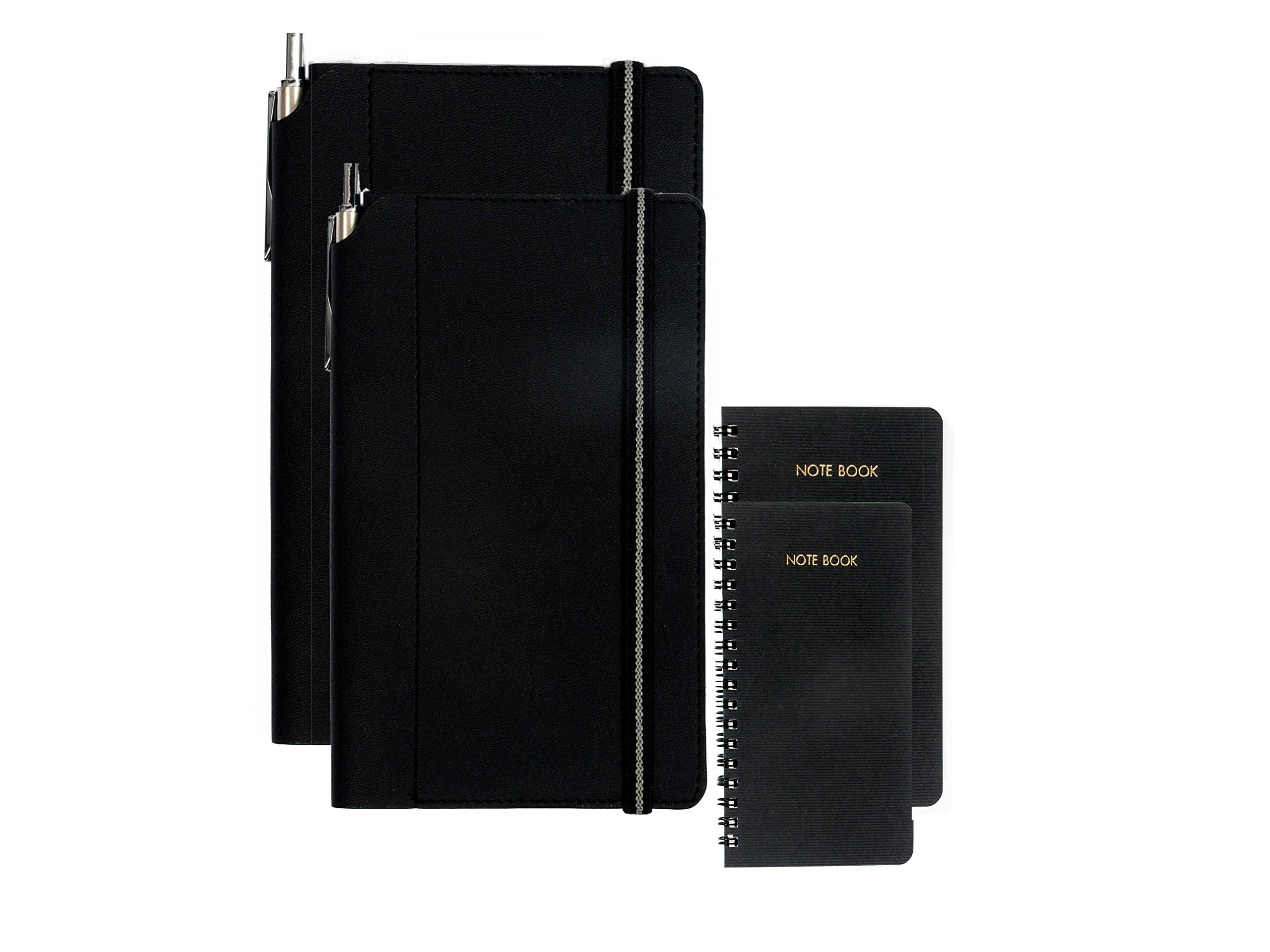 Sukeshcraft Pu Wiro Note Book With Pen. 2 Pair. Extra 2 NoteBook (Euro Black)