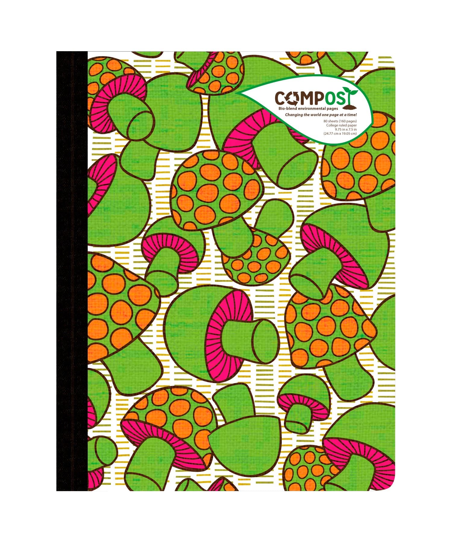 Roaring Spring Compost Books, 9 3/4" x 7 1/2", 80 sheets of 20# BioBase Paper, College Ruled, Vintage Design