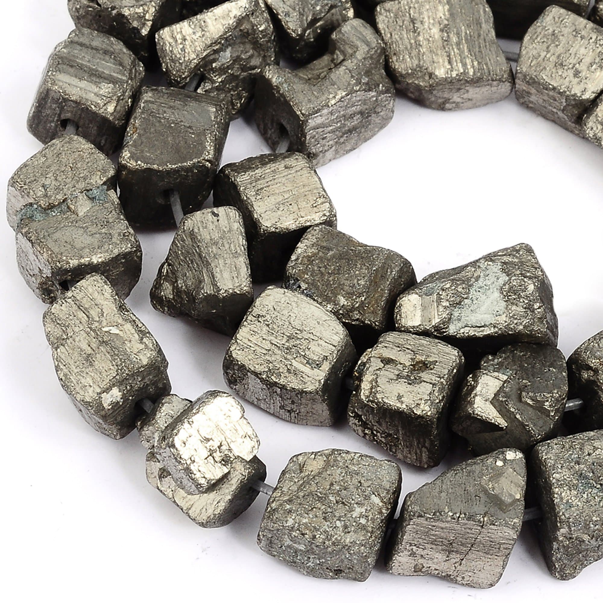 RUBYCA Pyrite Gemstone Natural Nugget Loose Beads AAA Grade for DIY Jewelry Making (1 Strand 47pcs)