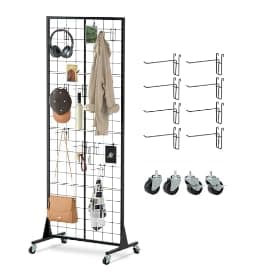 Urban Deco Gridwall Rack Panels – Wreath Display with Durable Grid Walls Panels - Metal Grids Standing Wire Rack - for Retail Art Fair Show (Black Finish)-1 Set