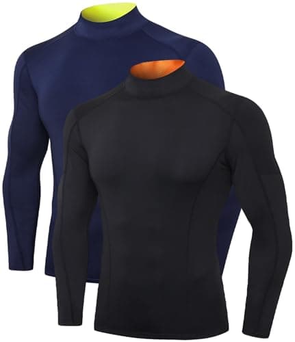 2/3 Pack Men's Compression Shirts Long Sleeve Workout Shirts Mock Turtleneck Athletic Base Layer Active Undershirts Tops