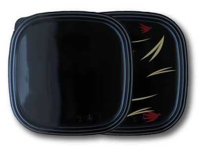 '100 Catering Serving Boxes 320 x 320 x 39 Boxes (50) mm Medium Black With Clear Lid with Golden Maple Bento Boxes, Lunch Boxes, Serving Platter, Salad, Sushi Box Sushi Tray Party Boxes New Disposable Food Box