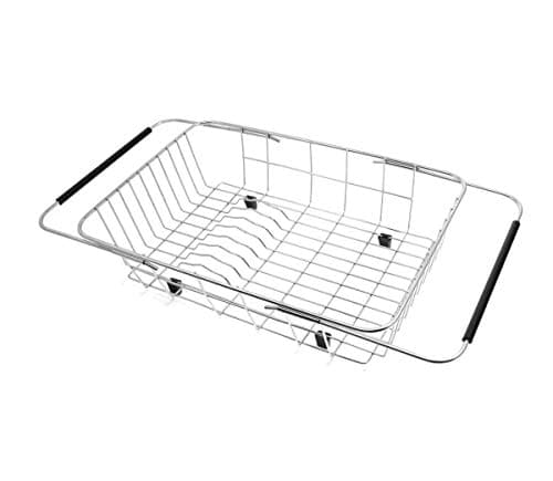GTHUNDER Expandable Dish Drying Rack Adjustable Handle Dish Drainer 304 Stainless Steel, Over The Sink, In Sink or On Counter Top Storage Holder, Rustproof