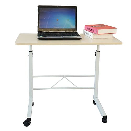 HomVent Snack Table on Wheels,TV Tray Dinner Table Adjustable Laptop Computer Desk Bed Table Overbed Side End Table Coffee Table for Breakfast Bed Sofa Couch