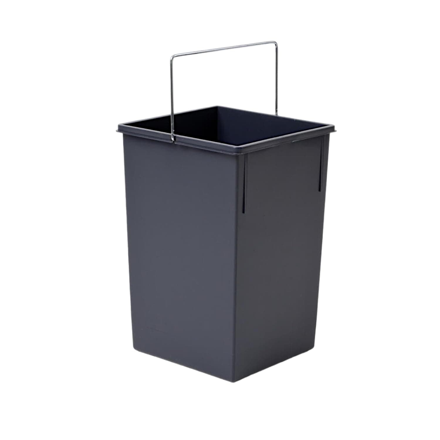 1008879 Plastic replacement inner bin with chrome-plated handle in dark grey, 15 litres, 35 x 23 x 22 cm