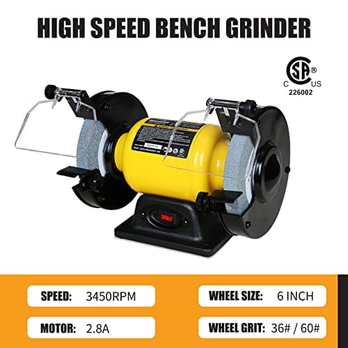 6-Inch High-Speed Bench Grinder, CSA Listed 2.8-Amp Table Grinder for sharpening
