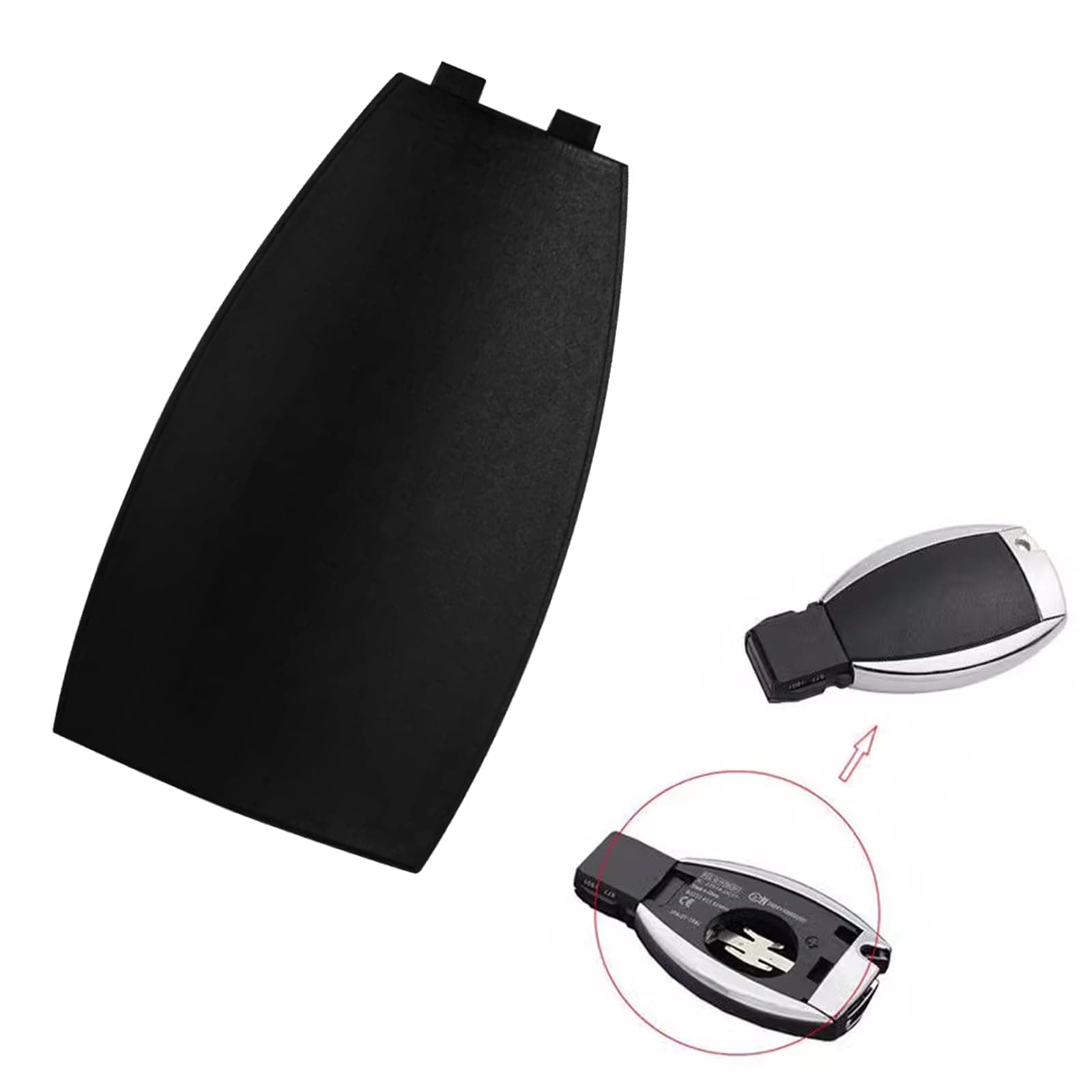 Car Key Rear Cover, Key Shell Back Cover Replacement, Key Fob Cover Compatible with Mercedes Benz B-Class C-Class E-Class W204 3 Buttons Car Key Fob Case, Car Interior Accessories(Black
