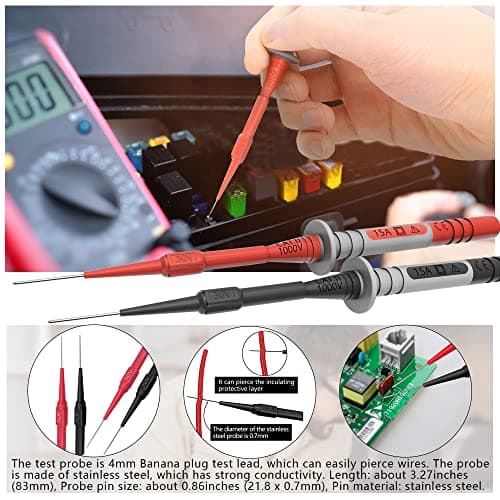Test Leads Kit Electrical Multimeter, 4in1 Test Leads Set with Alligator Clips and Test Probes for Digital Multimeters Car Battery Circuit Multi Tester