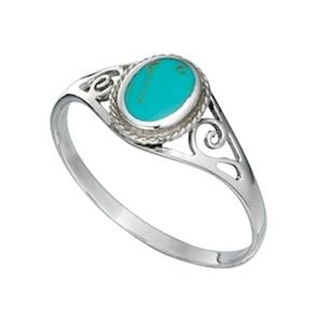 Turquoise Stone Silver Ring Sizes 5 up to 9.5 Available